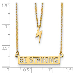 14k Two-Strand Polished Lightning & Be Striking Bar Necklace