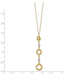 14K Two-tone Graduated Love Knots w/D/C Beads Y-Necklace