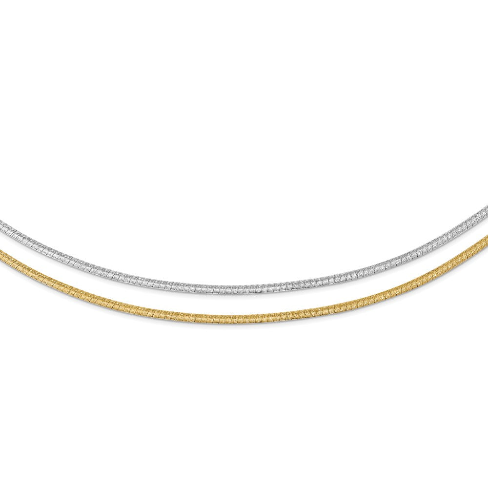 14K Two-Tone 2mm w/ 2in ext. Reversible Omega Necklace