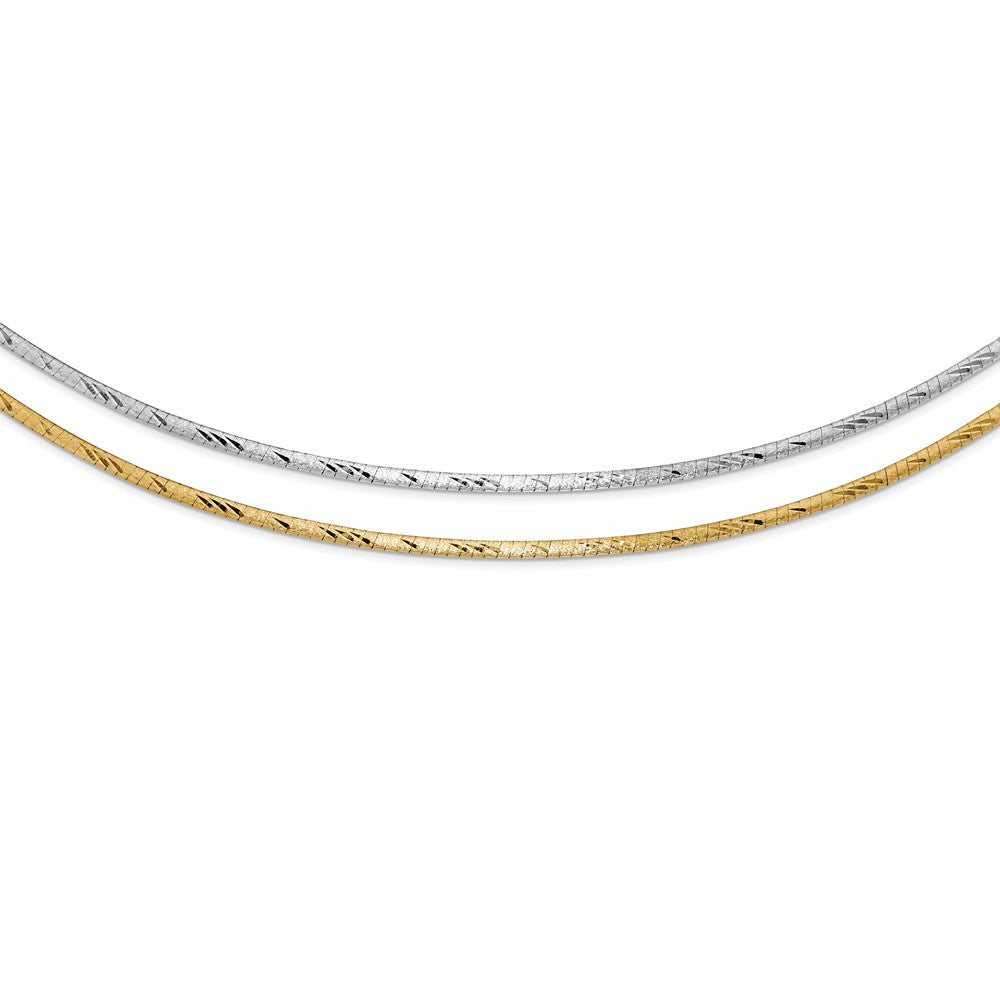 14K Two-Tone2mm w/ 2in ext. D/C Reversible Omega Necklace
