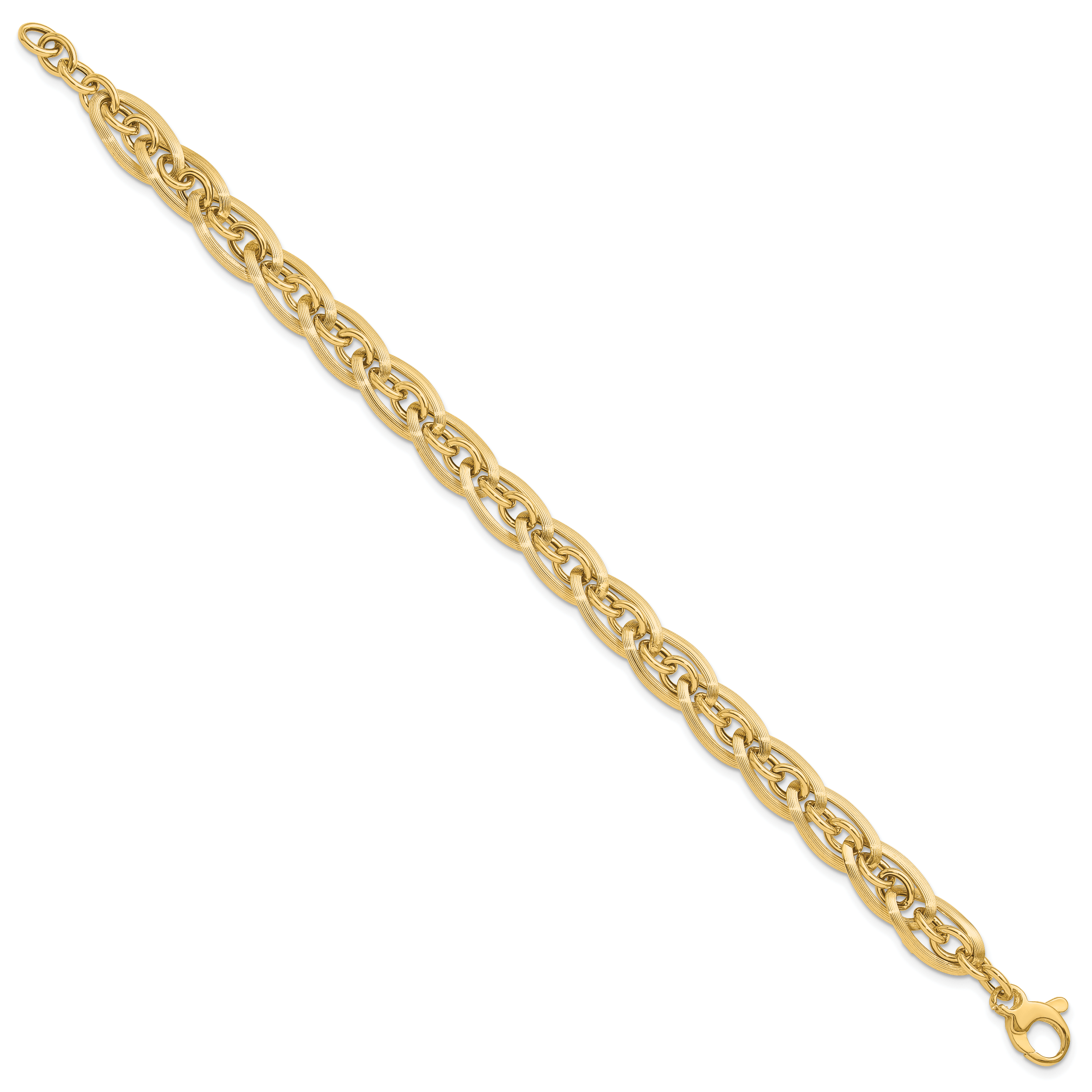 14K Gold Polished and Grooved w/ .5 in ext. Fancy Link Bracelet Secondary image