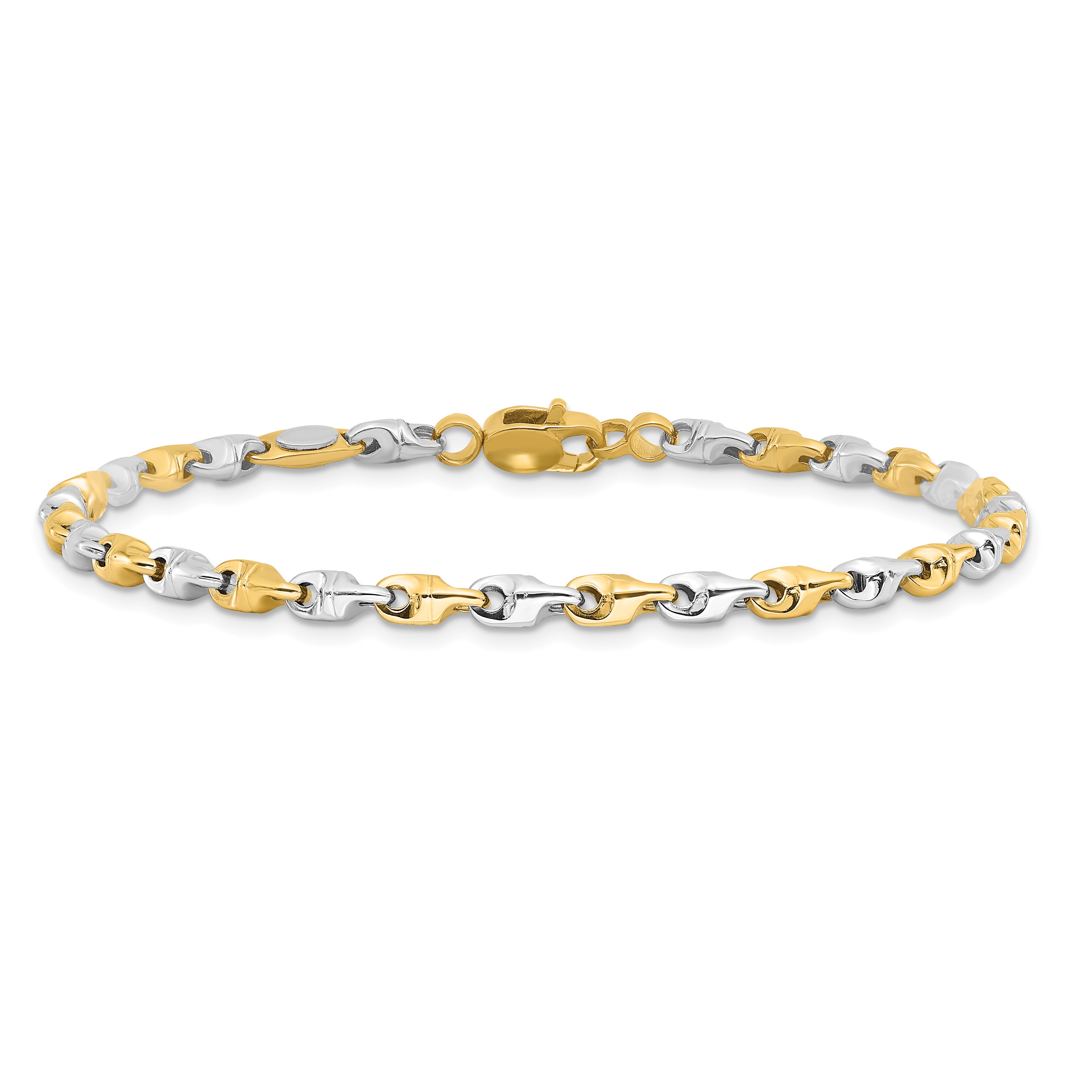 14K Two-tone Polished Fancy Link Bracelet