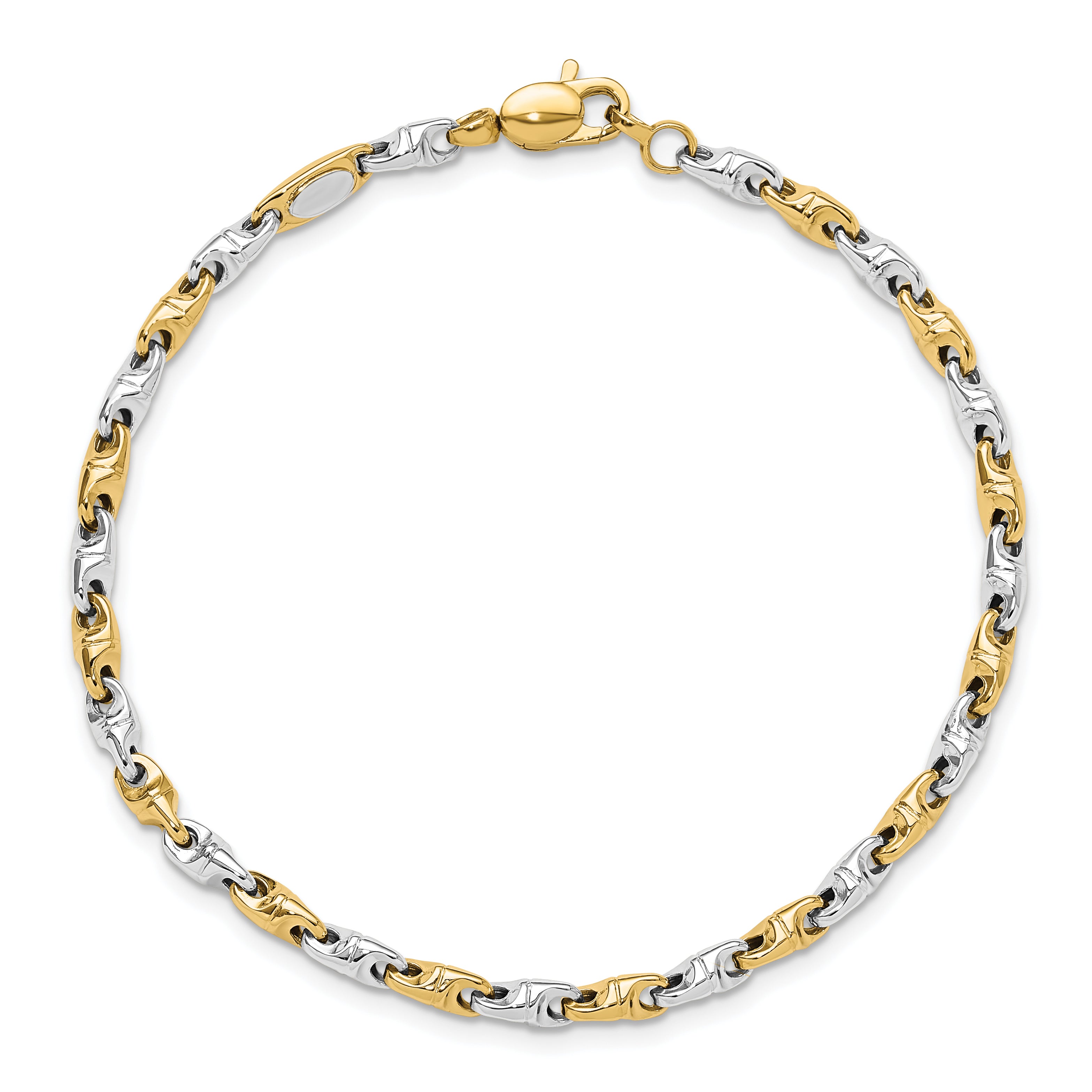 14K Two-tone Polished Fancy Link Bracelet