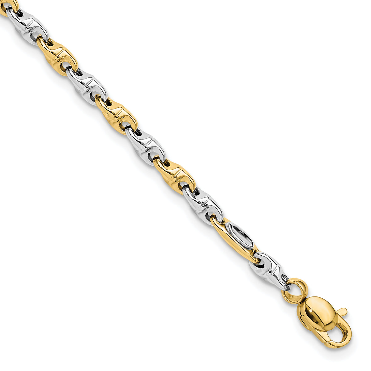 14K Two-tone Polished Fancy Link Bracelet