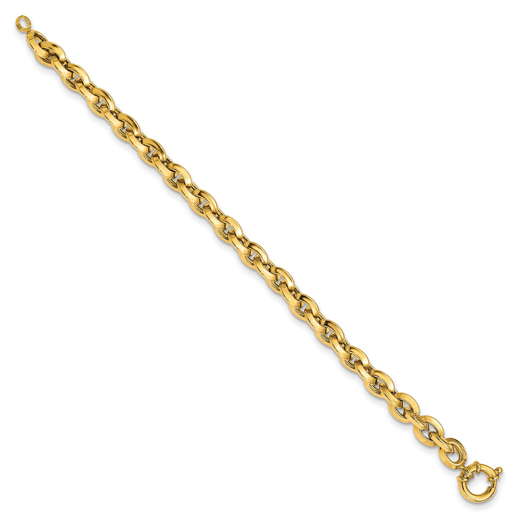 14K Polished Fancy Knife-edge Rolo Link Bracelet