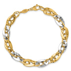14K Two-tone Polished Fancy Double Curb Link Bracelet