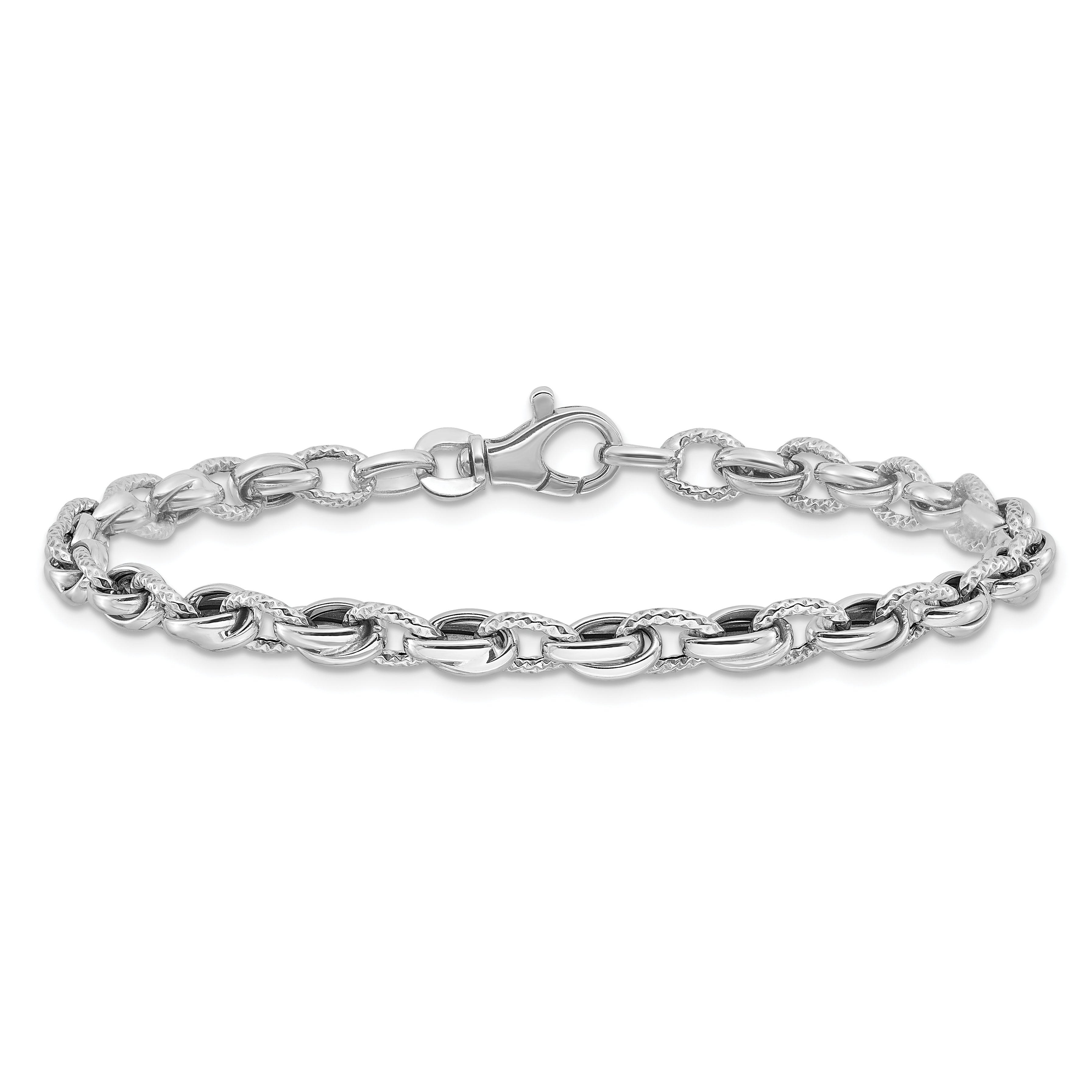14K White Gold 7.5in Polished Fancy Link Bracelet