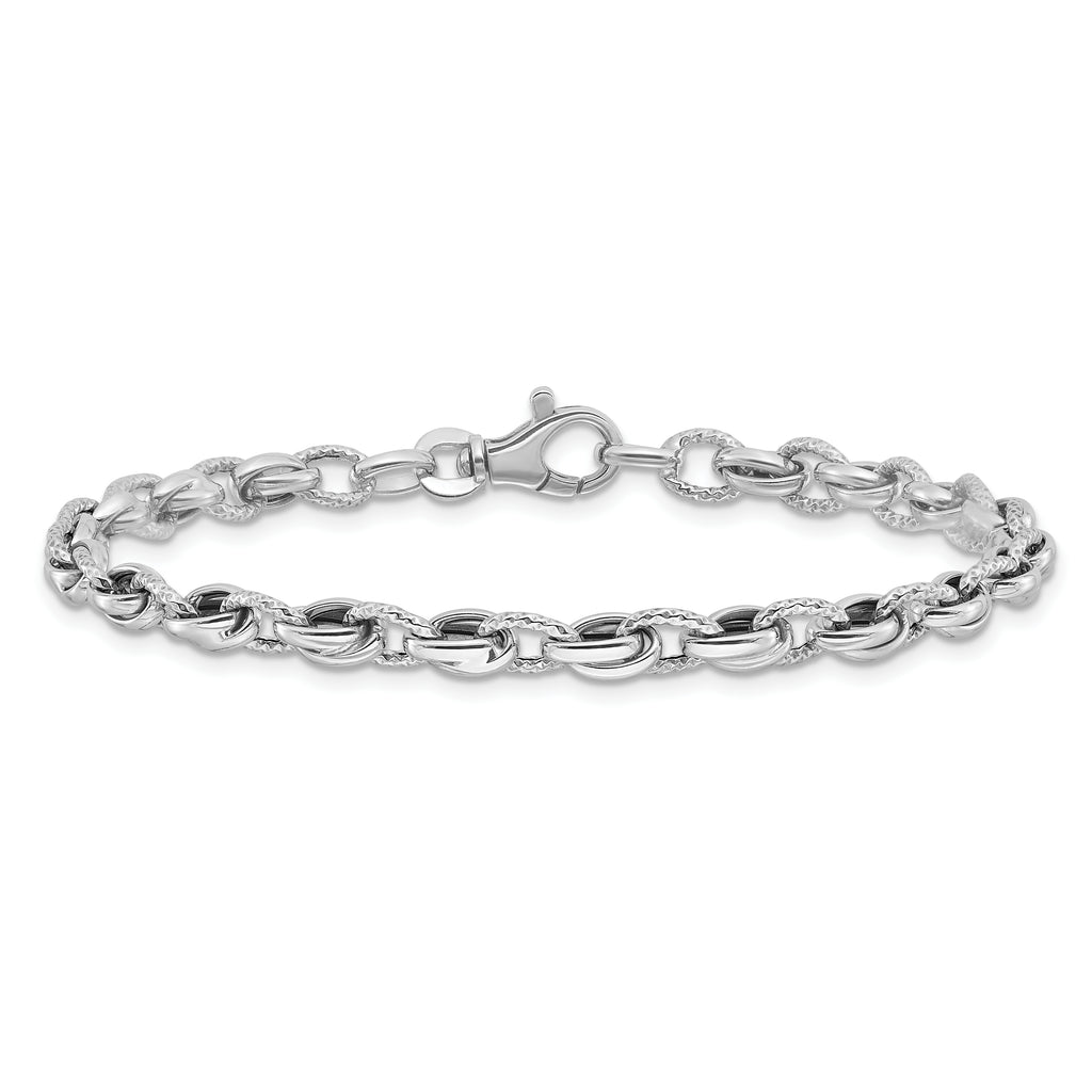 14K White Gold 7.5in Polished Fancy Link Bracelet