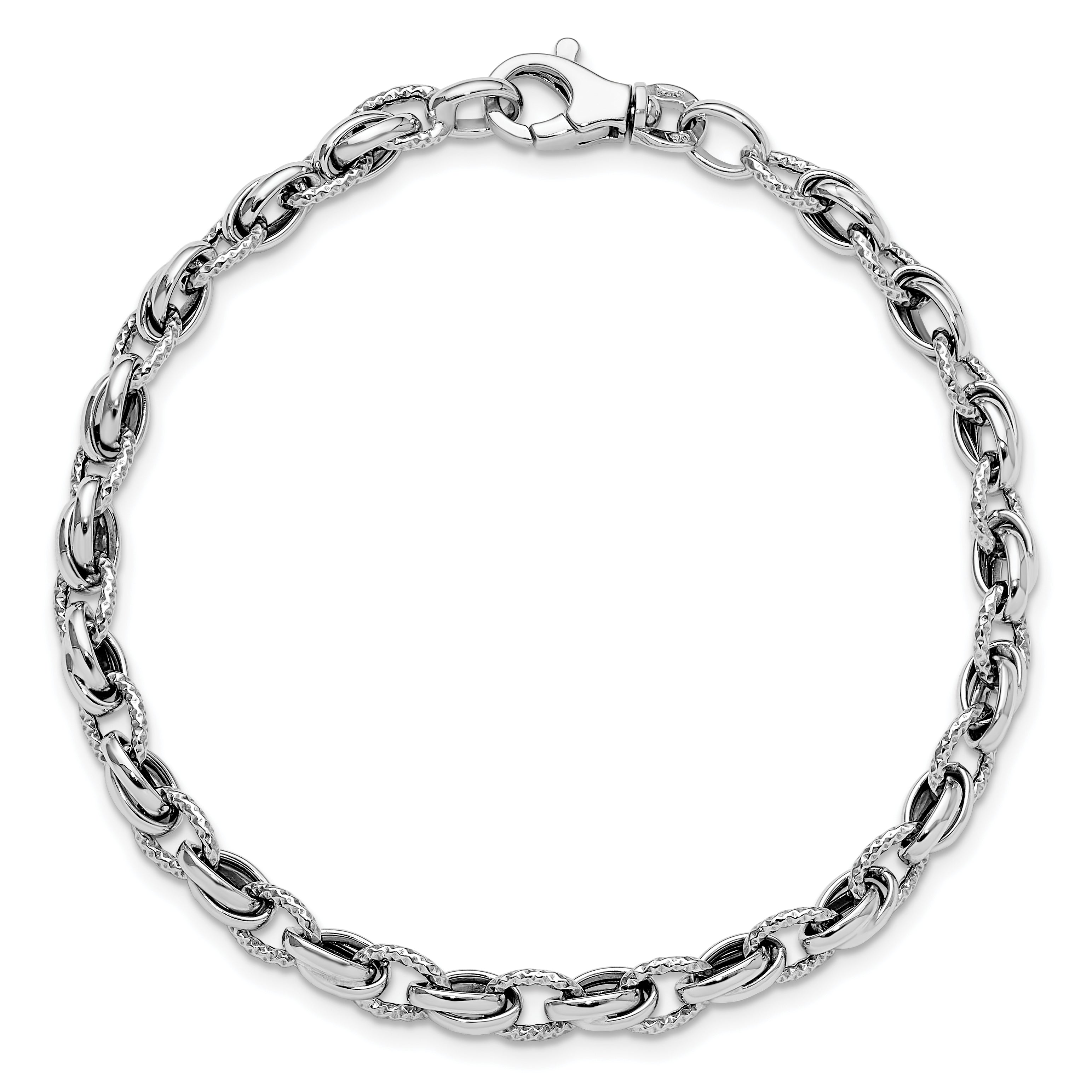 14K White Gold 7.5in Polished Fancy Link Bracelet