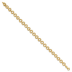 14K Polished & Textured Fancy Link Bracelet - 7