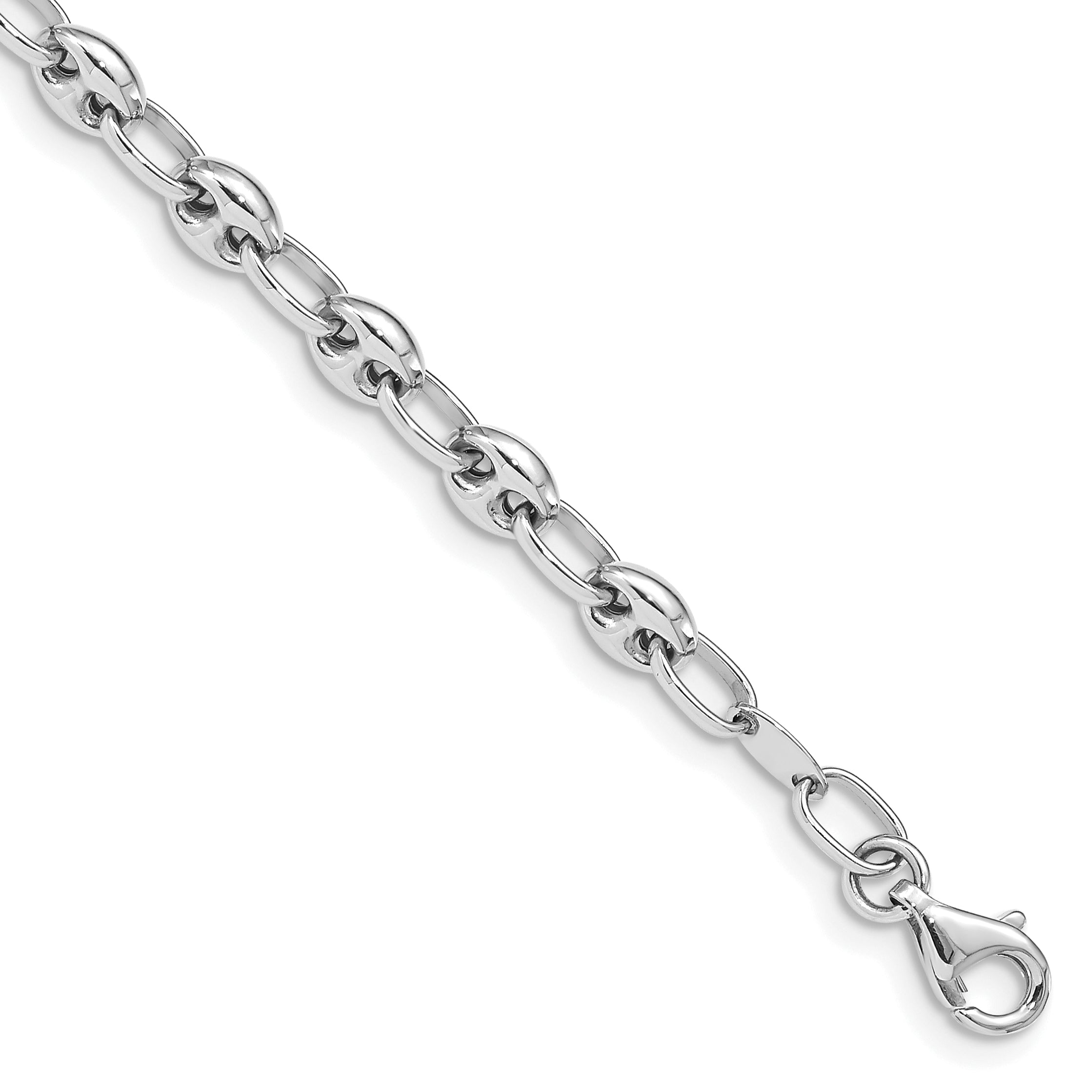 14K White Gold Polished Link Bracelet Main image