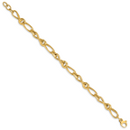 14K Polished & Grooved with .5 in ext. Fancy Link Bracelet