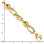 14K Polished & Grooved with .5 in ext. Fancy Link Bracelet