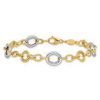 14K Two-tone Fancy Circles Cable Link Bracelet
