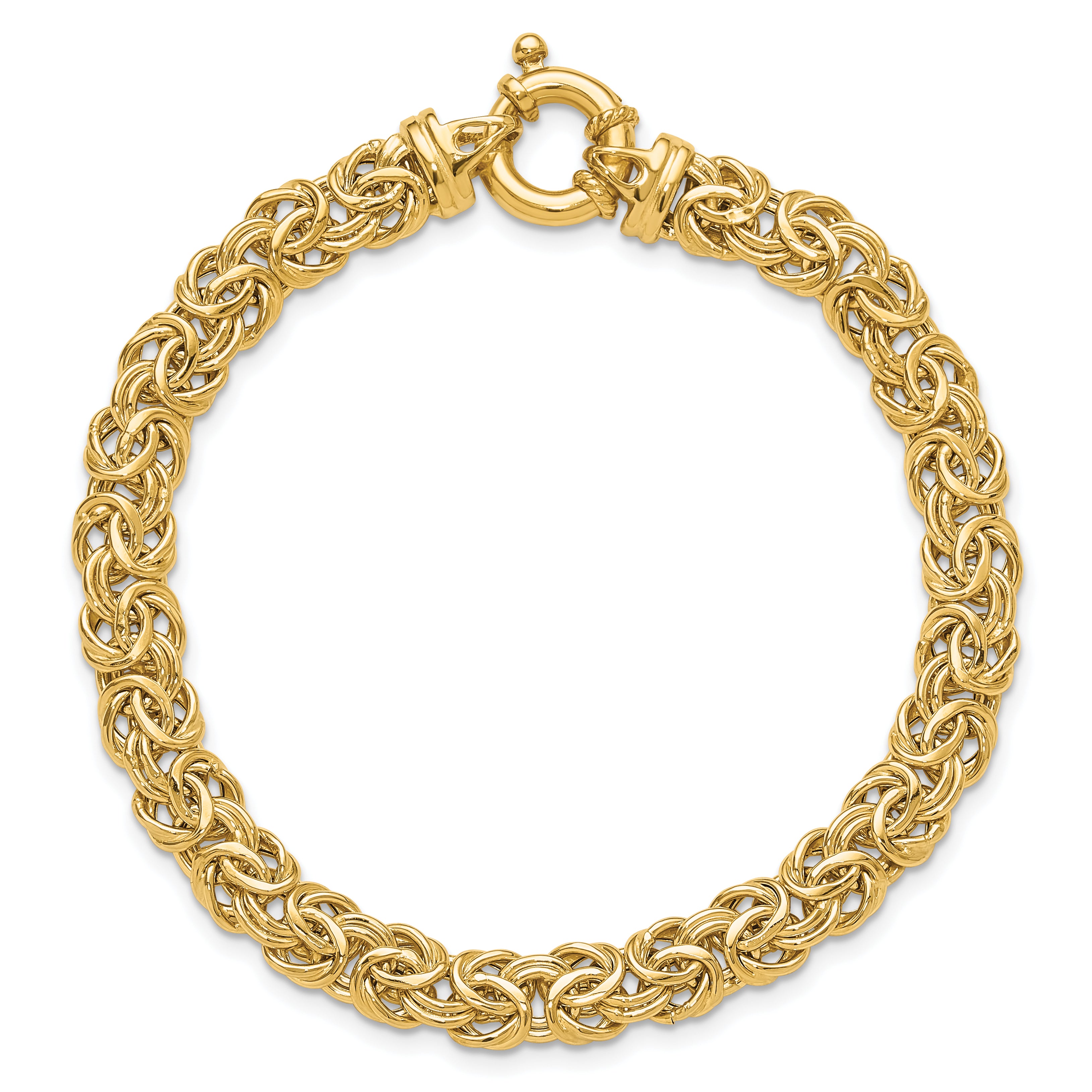 14k Fancy 7mm Flat Byzantine Bracelet