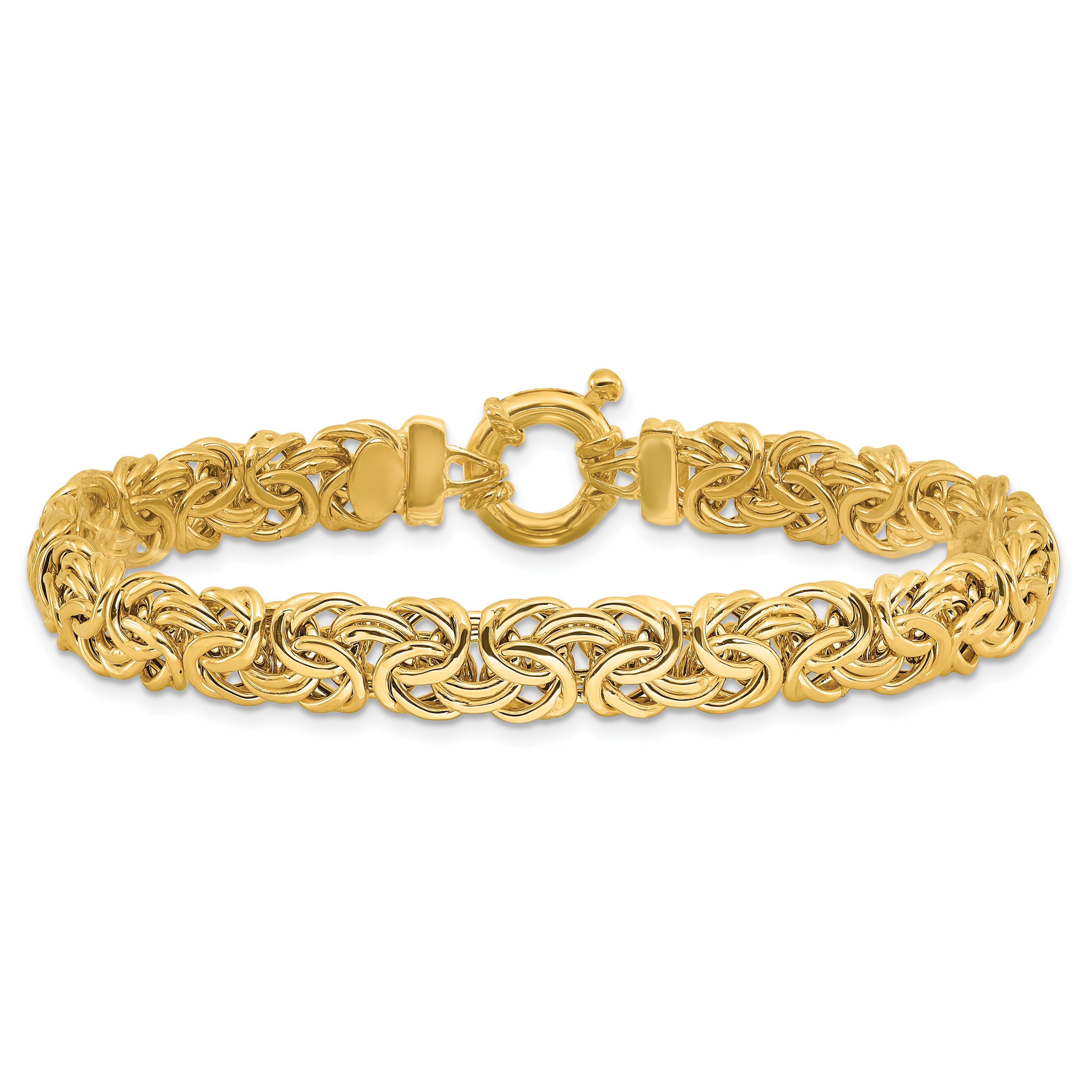 14k Fancy 8mm Flat Byzantine Bracelet