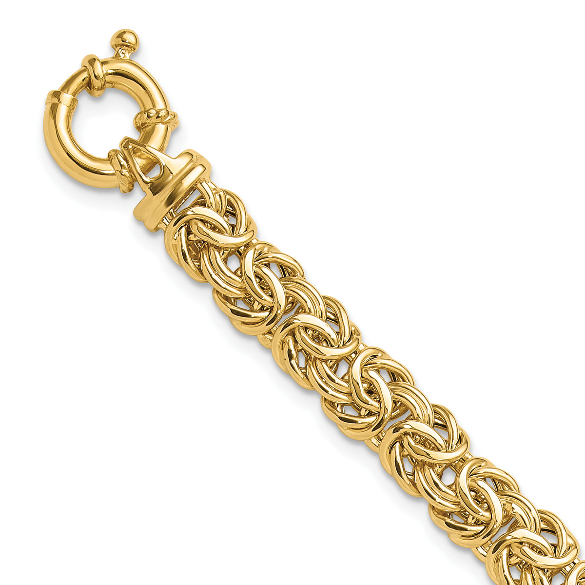 14k Fancy 8mm Flat Byzantine Bracelet