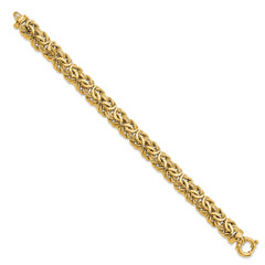 14k Fancy 11mm Flat Byzantine Bracelet