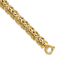 14k Fancy 11mm Flat Byzantine Bracelet