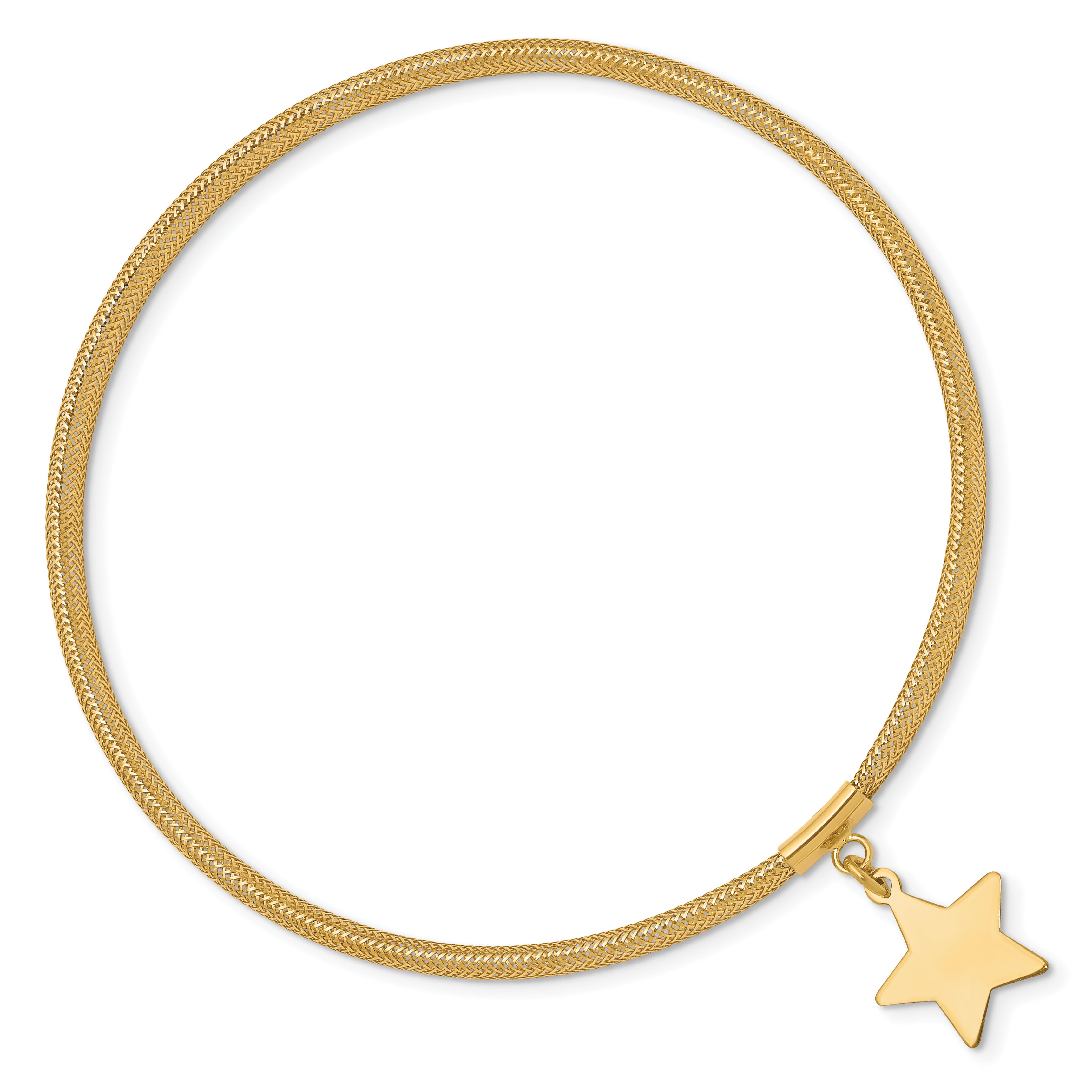 14K Mesh Star Dangle Stretch Bracelet