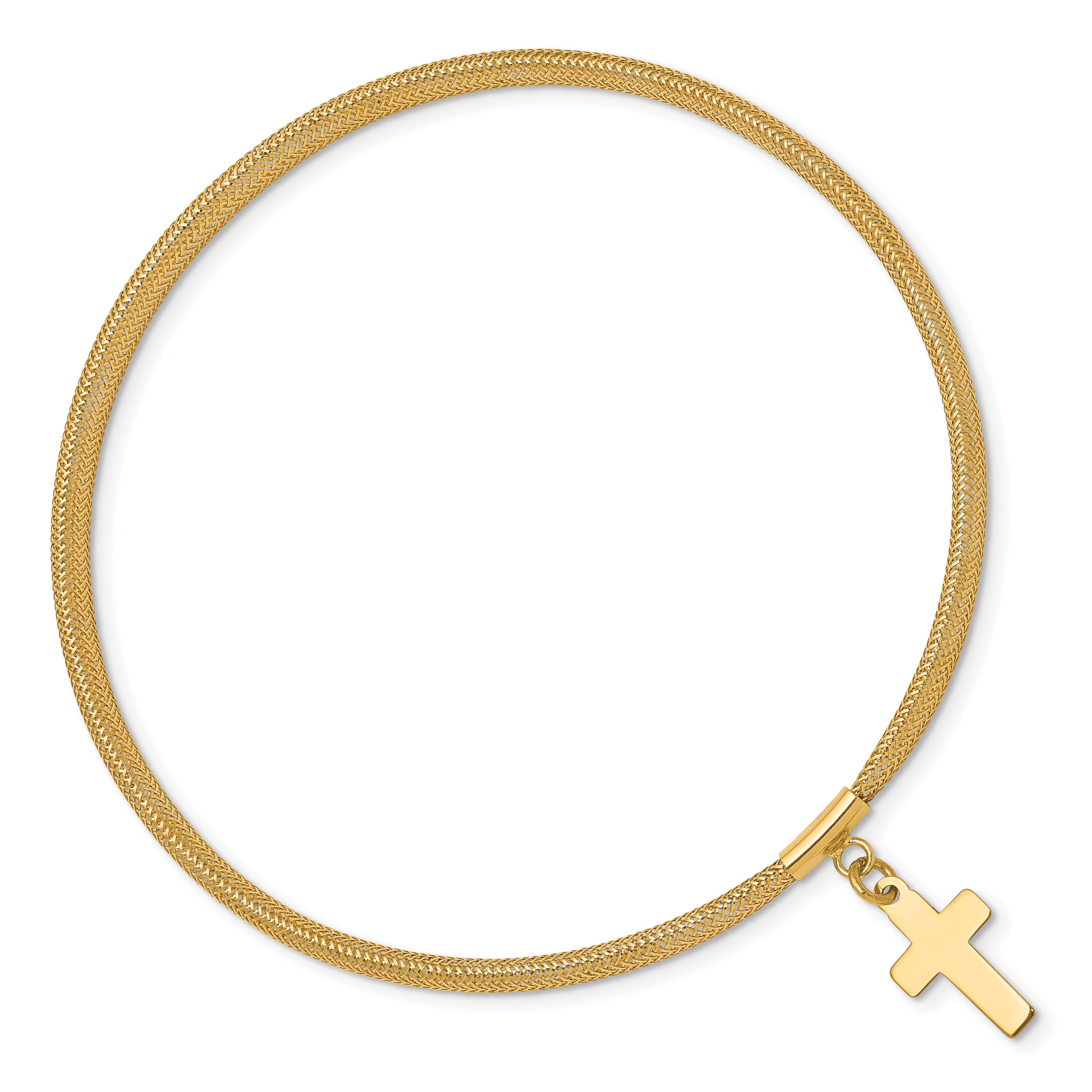 14K Mesh Cross Dangle Stretch Bracelet Secondary image