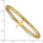 14K Mesh Cross Dangle Stretch Bracelet