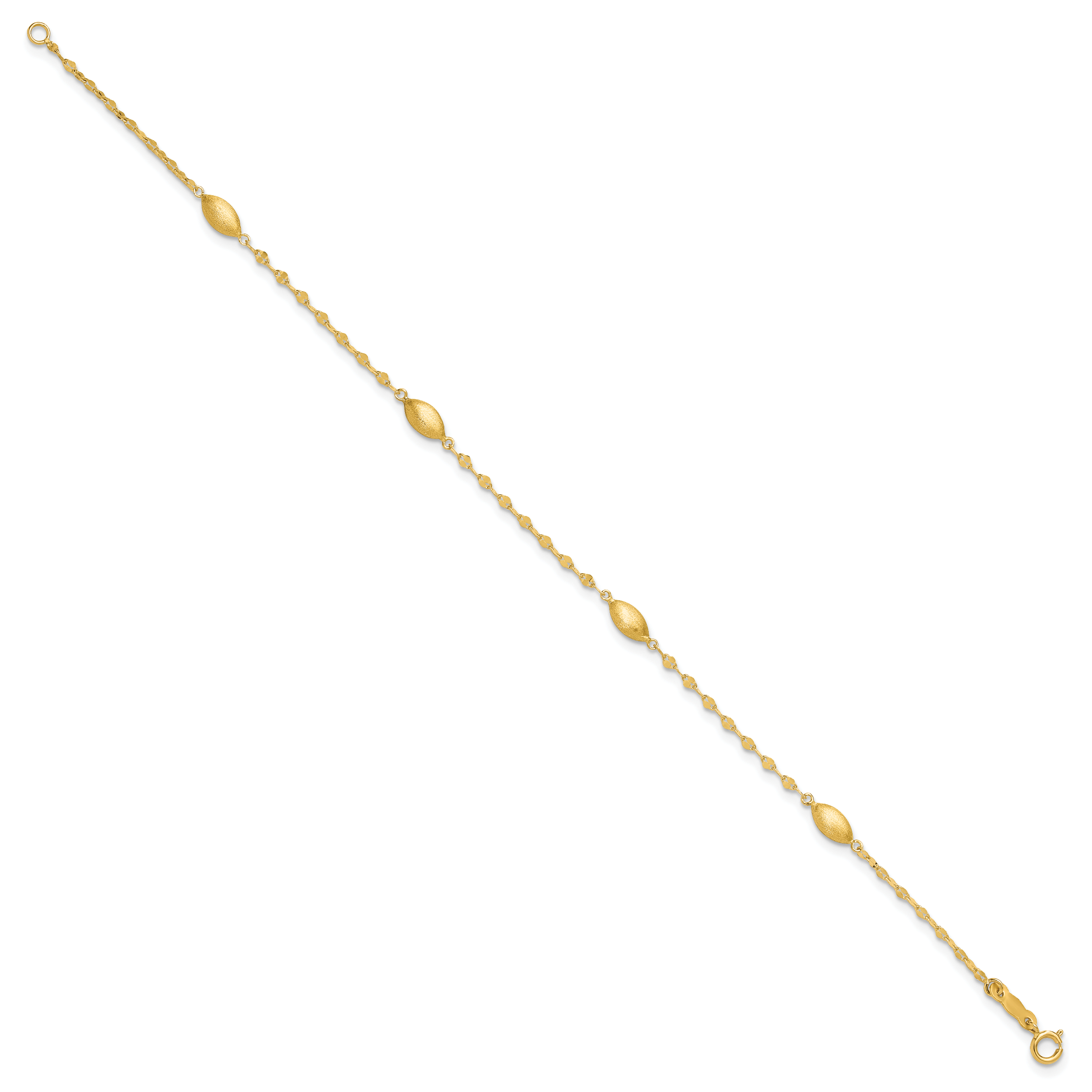 14k Diamond-cut w/Satin Oval Beads Bracelet Secondary image