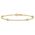 14k Diamond-cut w/Satin Oval Beads Bracelet