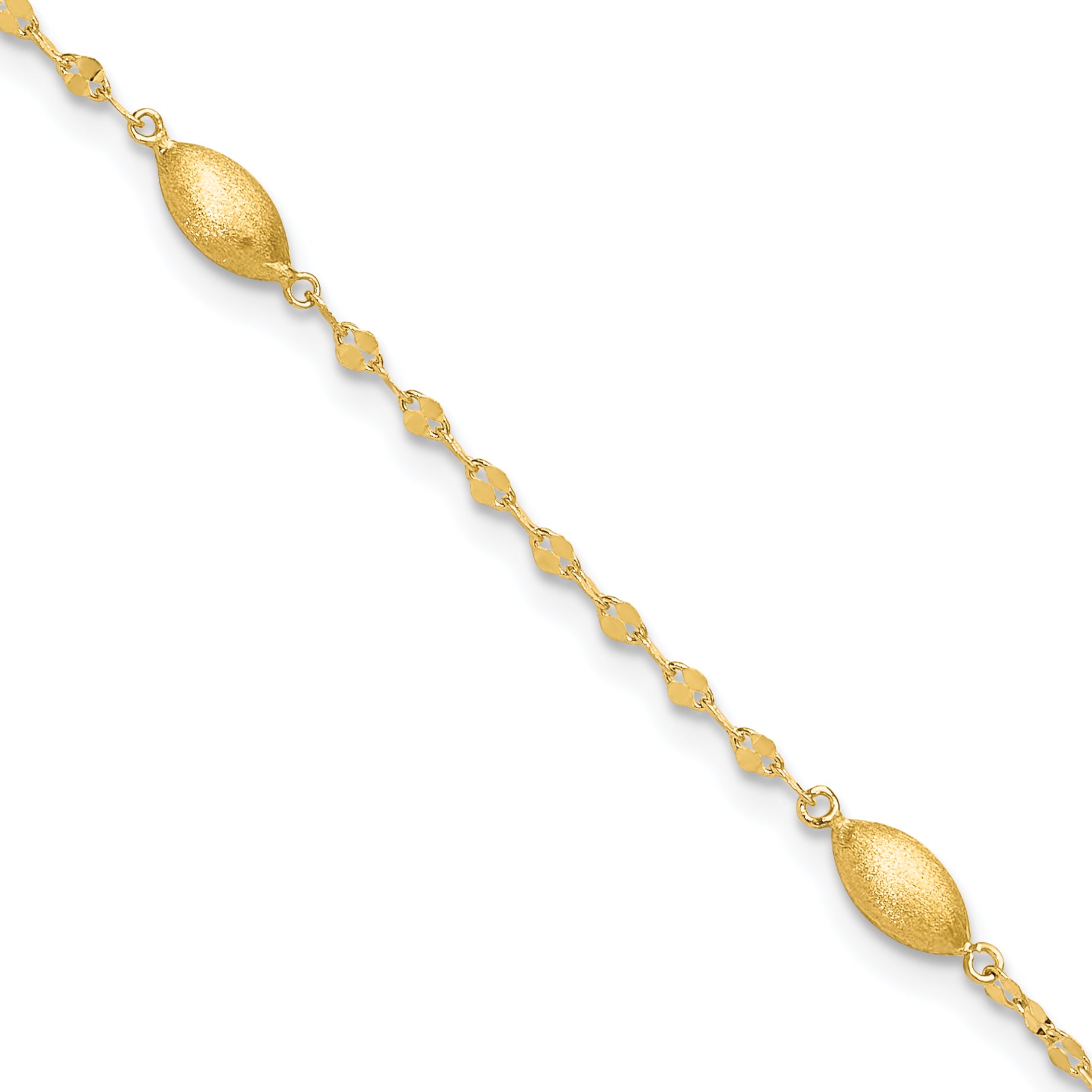 14k Diamond-cut w/Satin Oval Beads Bracelet Main image