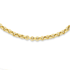 14K Gold 18in Fancy Rolo Necklace with Brushed Finish