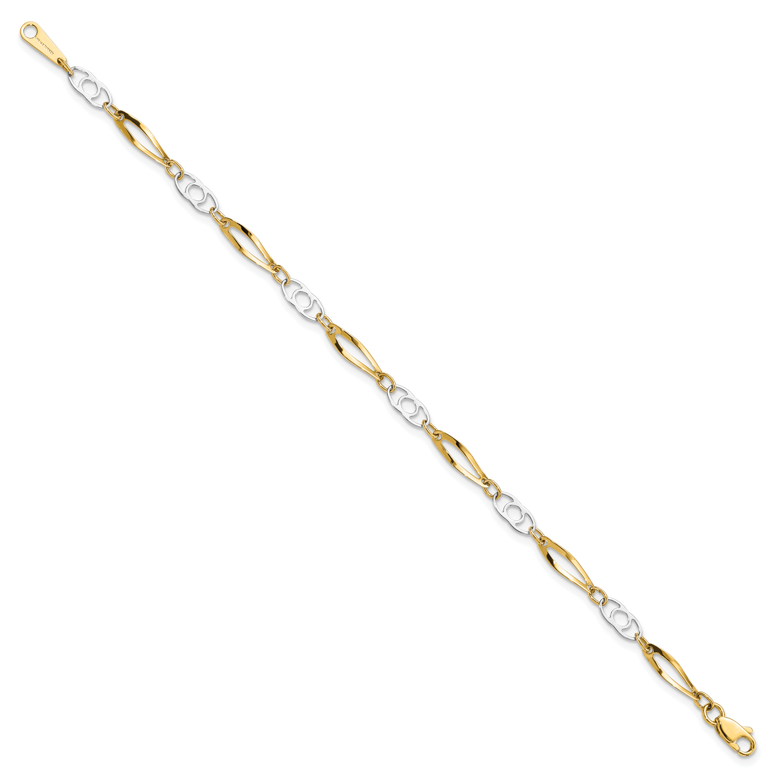 14k Two-Tone 7in Polished Fancy Link Bracelet Secondary image