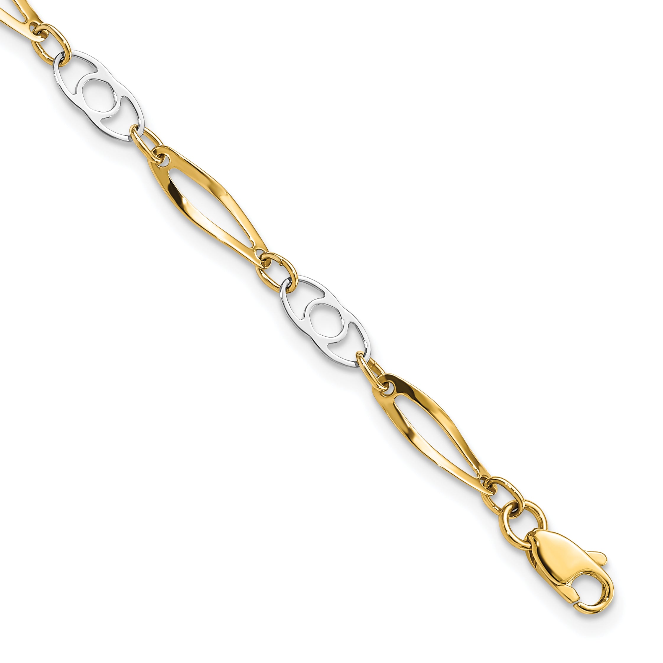 14k Two-Tone 7in Polished Fancy Link Bracelet Main image