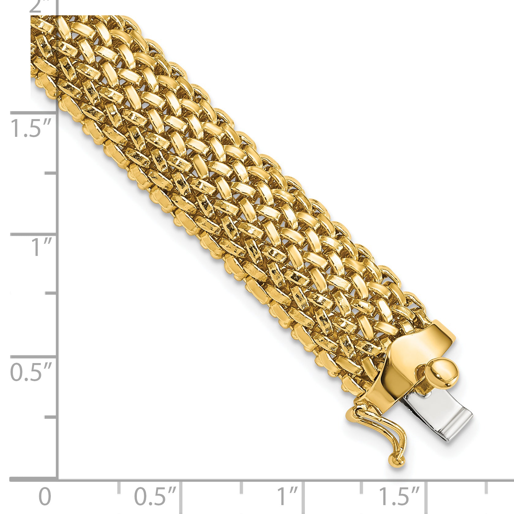 14k 7.25in 12.5mm Polished Mesh Bracelet