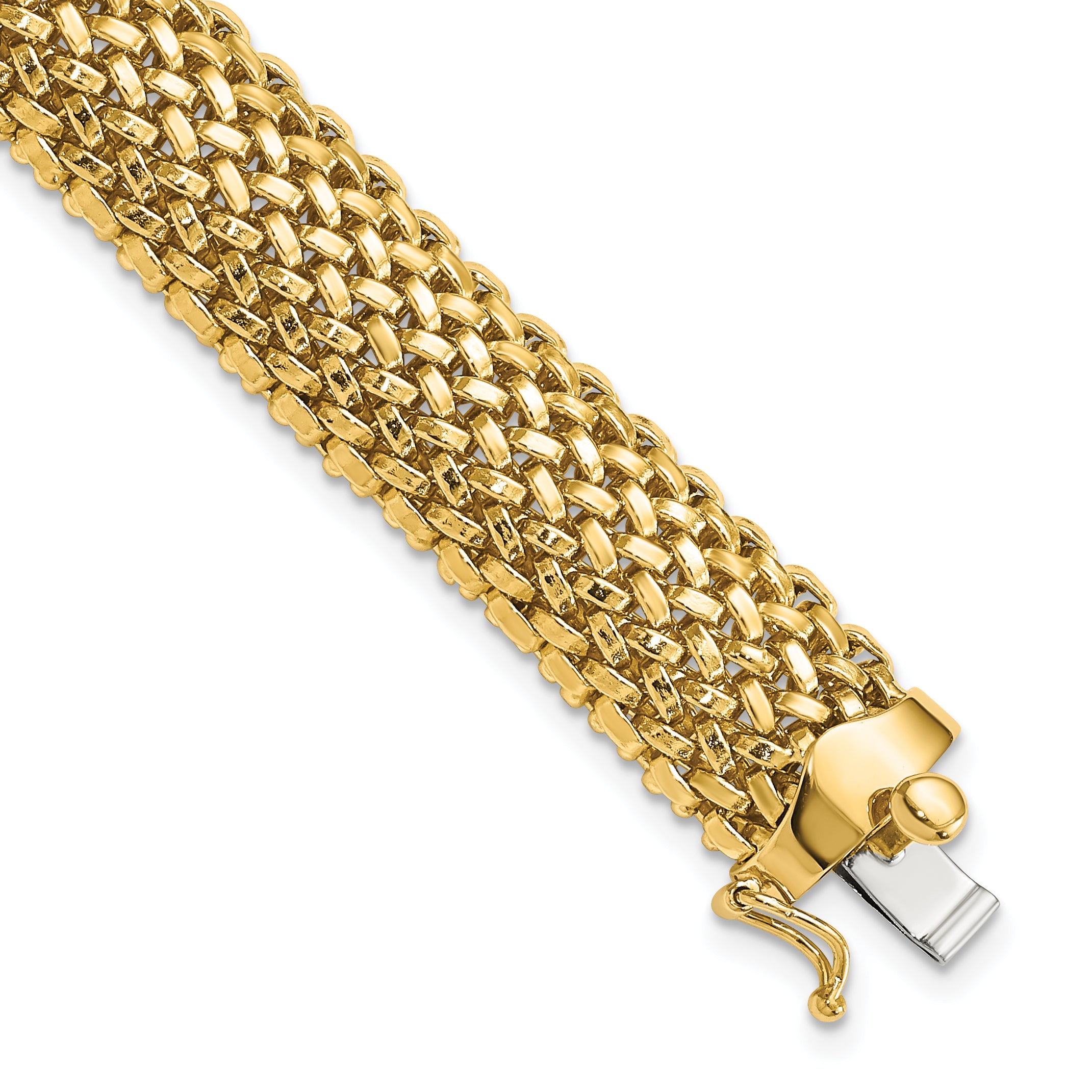 14k 7.25in 12.5mm Polished Mesh Bracelet Main image