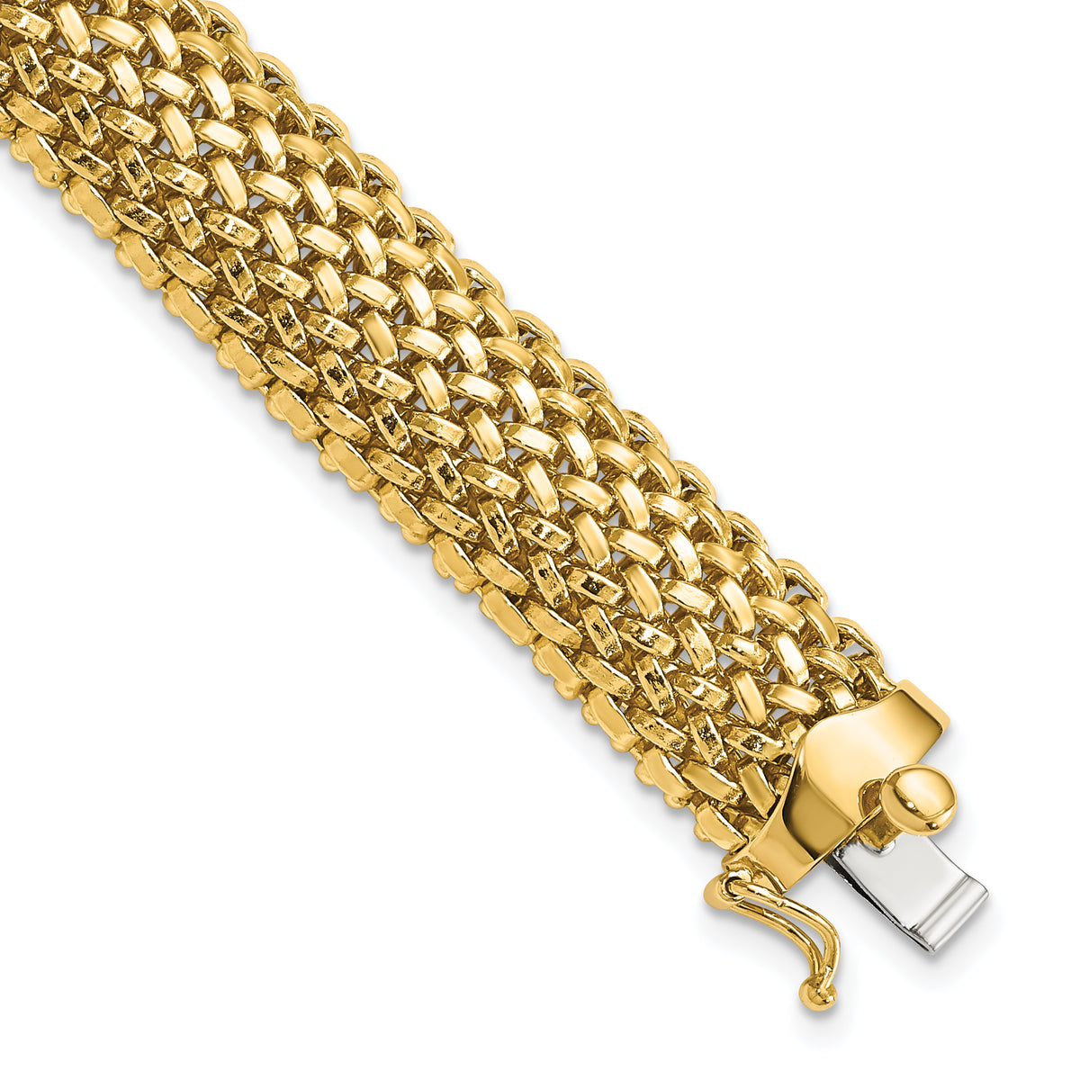 14k 7.25in 12.5mm Polished Mesh Bracelet