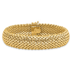 14k 7.25in 13.75mm Polished Mesh Bracelet