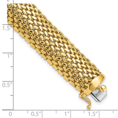 14k 7.25in 13.75mm Polished Mesh Bracelet