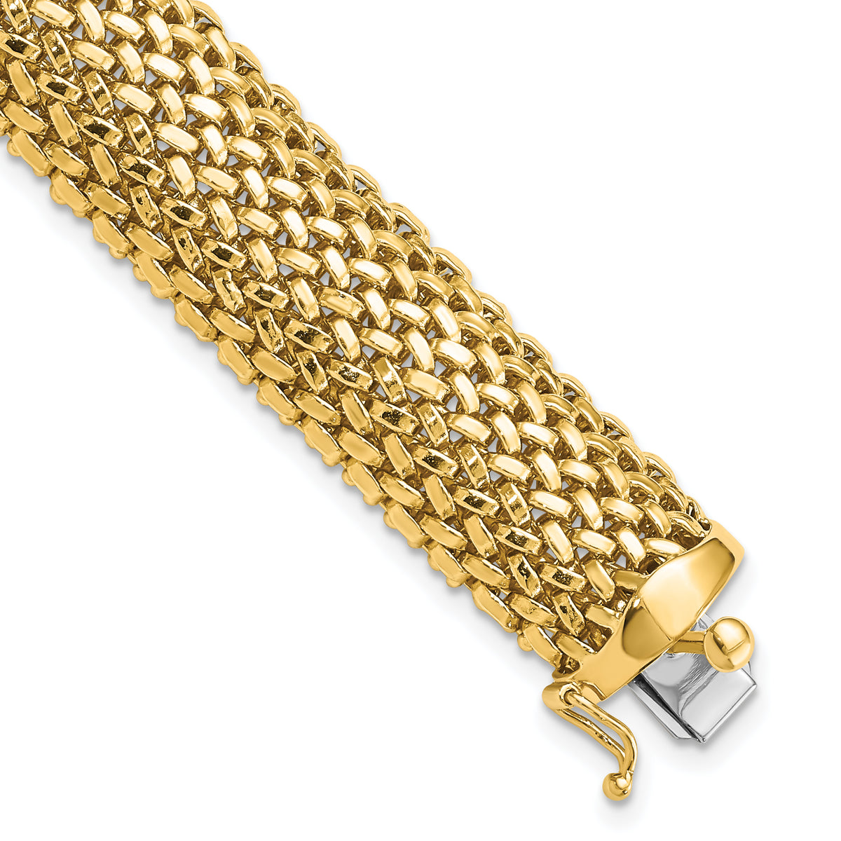 14k 7.25in 13.75mm Polished Mesh Bracelet