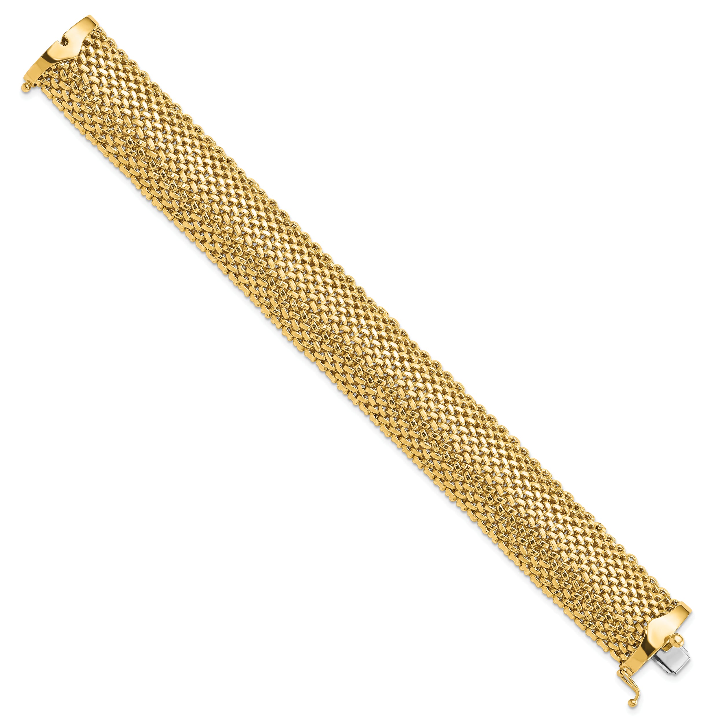 14k 7.25in 18.75mm Polished Mesh Bracelet