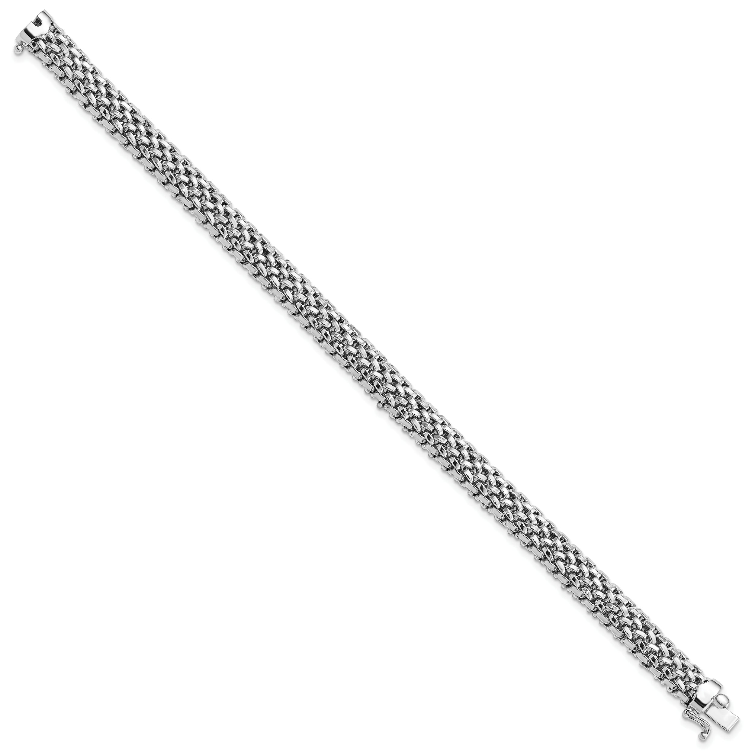 14k White Gold 7.25in 7mm Polished Mesh Bracelet