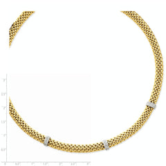 14K Two-Tone 17in .05ct Completed Polished Diamond & Mesh Necklace