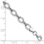14k White Gold 7in Diamond-cut Polished Fancy Bracelet