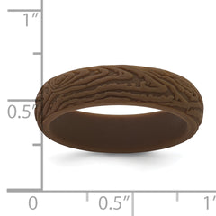 Silicone Brown 5.70mm Wood Grain Pattern Band
