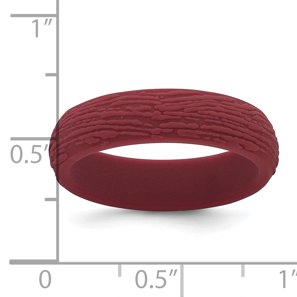 Silicone Dark Red 5.70mm Wood Grain Pattern Band