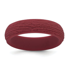 Silicone Dark Red 5.70mm Wood Grain Pattern Band