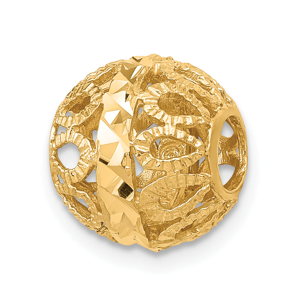 14k Diamond-cut Gold Ball Chain Slide