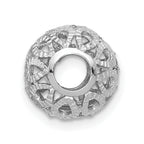 14K White Gold Diamond-cut Filigree Ball Chain Slide
