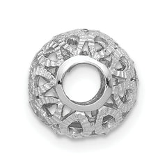 14K White Gold Diamond-cut Filigree Ball Chain Slide