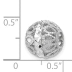 14K White Gold Diamond-cut Filigree Ball Chain Slide