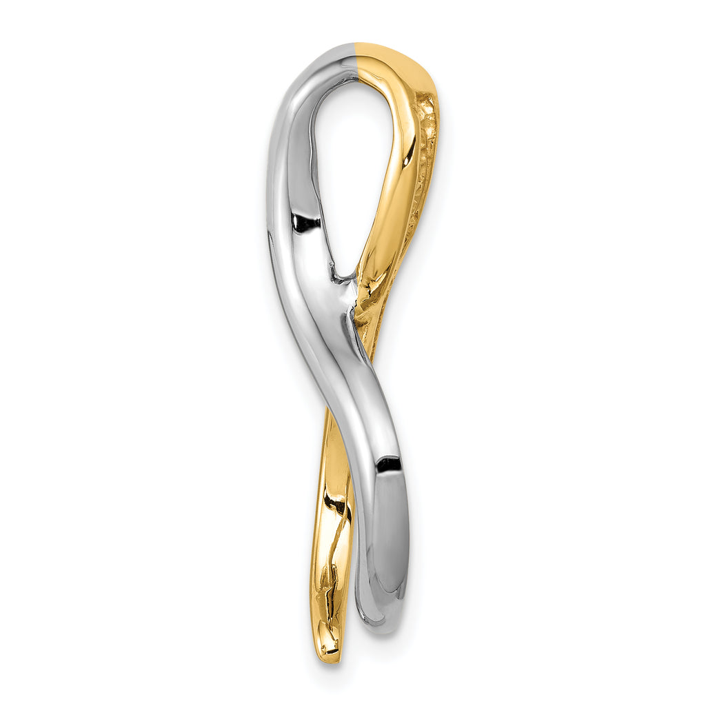 14K Two-Tone Fits up to 4mm Regular/6mm Fancy/Reversible Fancy Omega Slide
